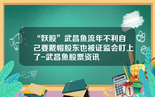 “妖股”武昌鱼流年不利自己要戴帽股东也被证监会盯上了-武昌鱼股票资讯