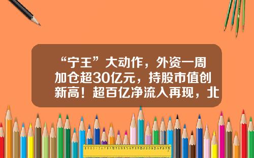 “宁王”大动作，外资一周加仓超30亿元，持股市值创新高！超百亿净流入再现，北上资金大幅加仓这些板块-有多少国际资金流入中国