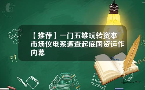 【推荐】一门五雄玩转资本市场仪电系遭查起底国资运作内幕