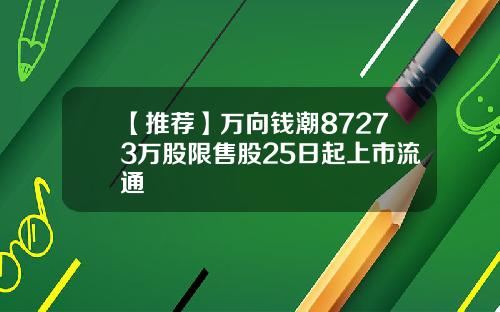 【推荐】万向钱潮87273万股限售股25日起上市流通