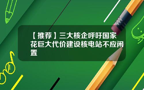 【推荐】三大核企呼吁国家花巨大代价建设核电站不应闲置