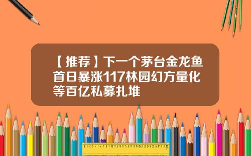 【推荐】下一个茅台金龙鱼首日暴涨117林园幻方量化等百亿私募扎堆
