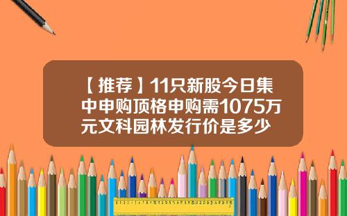 【推荐】11只新股今日集中申购顶格申购需1075万元文科园林发行价是多少