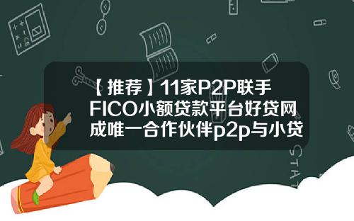 【推荐】11家P2P联手FICO小额贷款平台好贷网成唯一合作伙伴p2p与小贷公司合作