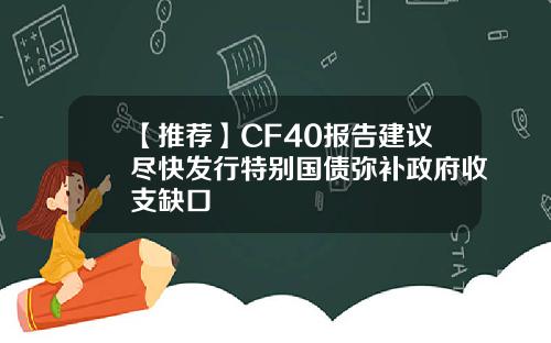 【推荐】CF40报告建议尽快发行特别国债弥补政府收支缺口
