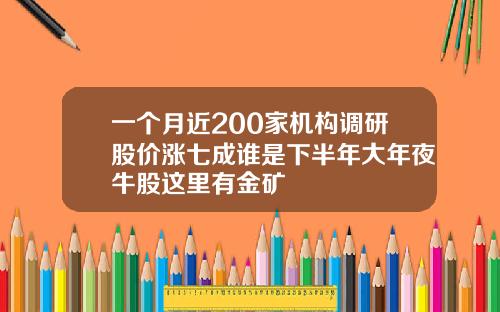 一个月近200家机构调研股价涨七成谁是下半年大年夜牛股这里有金矿
