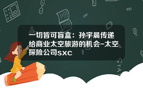 一切皆可盲盒：孙宇晨传递给商业太空旅游的机会-太空探险公司sxc