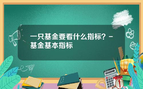 一只基金要看什么指标？-基金基本指标