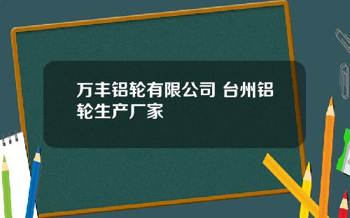 万丰铝轮有限公司 台州铝轮生产厂家