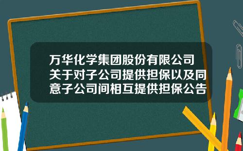 万华化学集团股份有限公司关于对子公司提供担保以及同意子公司间相互提供担保公告-子公司担保