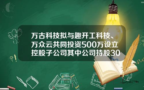 万古科技拟与趣开工科技、万众云共同投资500万设立控股子公司其中公司持股30%-深圳市万古通讯技术有限公司采购