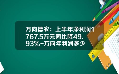 万向德农：上半年净利润1767.5万元同比降49.93%-万向年利润多少