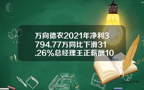 万向德农2021年净利3794.77万同比下滑31.26%总经理王正薪酬10.72万-万向年利润多少
