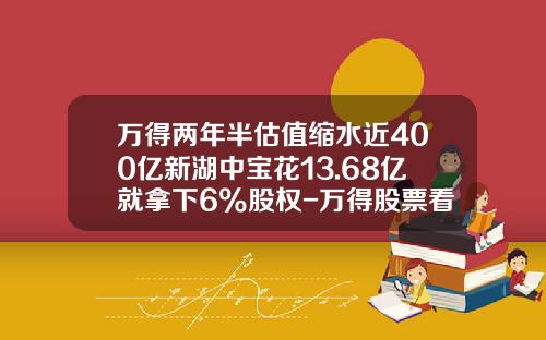 万得两年半估值缩水近400亿新湖中宝花13.68亿就拿下6%股权-万得股票看不到资讯