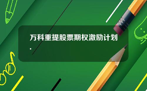 万科重提股票期权激励计划.