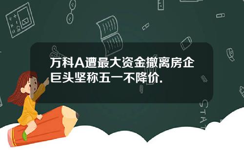 万科A遭最大资金撤离房企巨头坚称五一不降价.