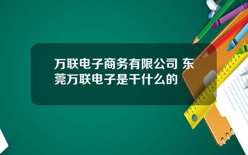 万联电子商务有限公司 东莞万联电子是干什么的