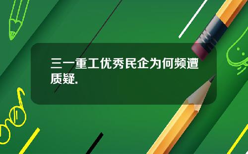 三一重工优秀民企为何频遭质疑.