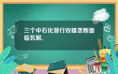 三个中石化潜行双雄垄断面临瓦解.