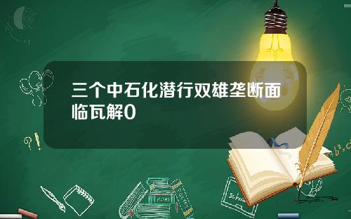 三个中石化潜行双雄垄断面临瓦解0