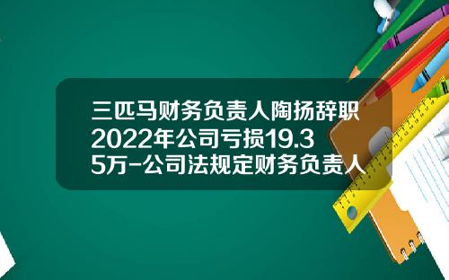 三匹马财务负责人陶扬辞职2022年公司亏损19.35万-公司法规定财务负责人