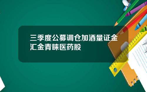 三季度公募调仓加酒量证金汇金青睐医药股