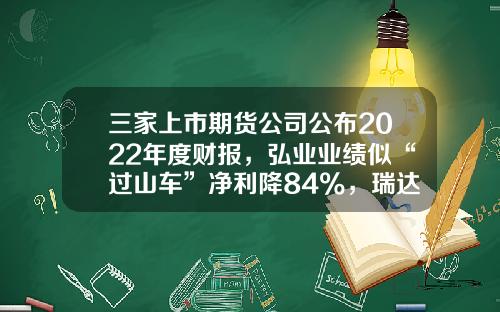 三家上市期货公司公布2022年度财报，弘业业绩似“过山车”净利降84%，瑞达董秘收入比董事长还高？-佣金收入公司.