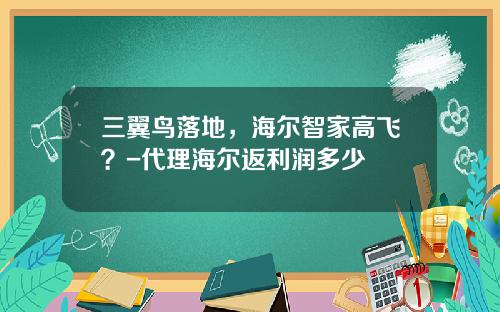 三翼鸟落地，海尔智家高飞？-代理海尔返利润多少
