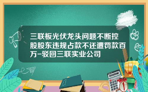 三联板光伏龙头问题不断控股股东违规占款不还遭罚款百万-驳回三联实业公司