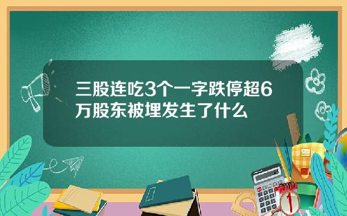 三股连吃3个一字跌停超6万股东被埋发生了什么