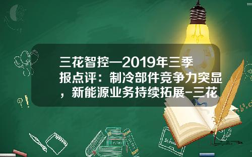 三花智控—2019年三季报点评：制冷部件竞争力突显，新能源业务持续拓展-三花亚威科电器设备有限公司