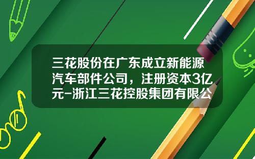 三花股份在广东成立新能源汽车部件公司，注册资本3亿元-浙江三花控股集团有限公司