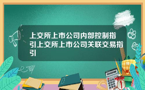 上交所上市公司内部控制指引上交所上市公司关联交易指引