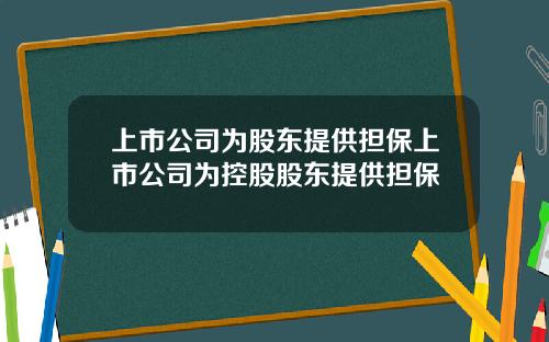 上市公司为股东提供担保上市公司为控股股东提供担保