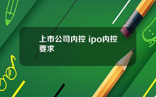 上市公司内控 ipo内控要求
