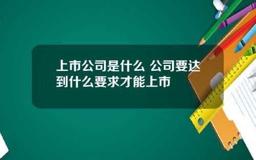 上市公司是什么 公司要达到什么要求才能上市