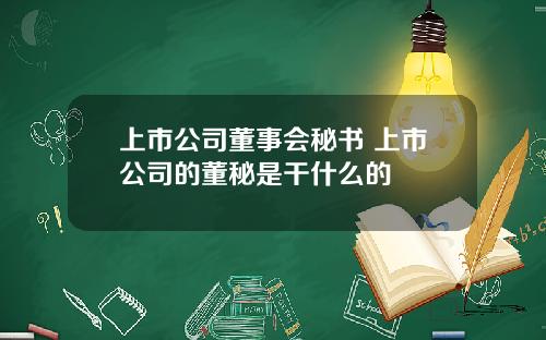 上市公司董事会秘书 上市公司的董秘是干什么的