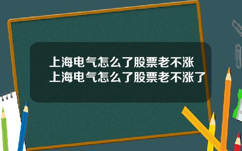 上海电气怎么了股票老不涨上海电气怎么了股票老不涨了