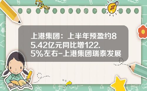 上港集团：上半年预盈约85.42亿元同比增122.5%左右-上港集团瑞泰发展有限公司