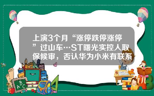 上演3个月“涨停跌停涨停”过山车…ST曙光实控人取保候审，否认华为小米有联系-曙光资讯股票