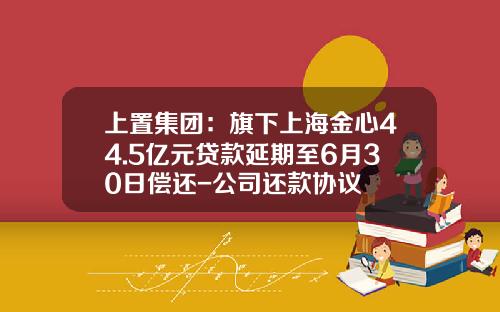 上置集团：旗下上海金心44.5亿元贷款延期至6月30日偿还-公司还款协议