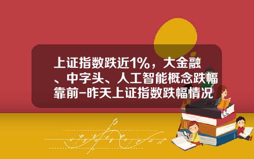 上证指数跌近1%，大金融、中字头、人工智能概念跌幅靠前-昨天上证指数跌幅情况多少