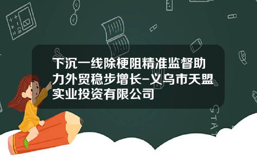 下沉一线除梗阻精准监督助力外贸稳步增长-义乌市天盟实业投资有限公司