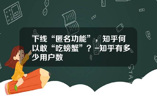 下线“匿名功能”，知乎何以敢“吃螃蟹”？-知乎有多少用户数