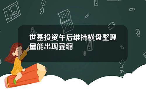 世基投资午后维持横盘整理量能出现萎缩