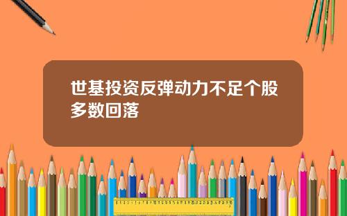 世基投资反弹动力不足个股多数回落