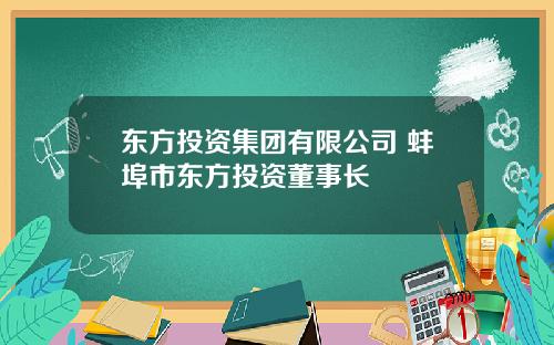东方投资集团有限公司 蚌埠市东方投资董事长