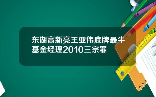东湖高新亮王亚伟底牌最牛基金经理2010三宗罪