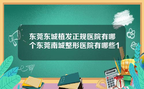 东莞东城植发正规医院有哪个东莞南城整形医院有哪些1