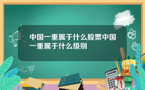 中国一重属于什么股票中国一重属于什么级别